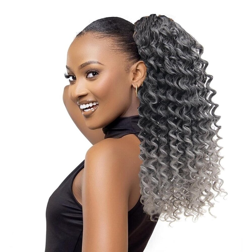 Ponytail Extension,Curly Wavy Ponytail Ombre Blonde Drawstring Ponytail Hair Ext